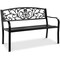 Best Choice Products Outdoor Steel Bench Garden Patio Porch Furniture w/ Floral Design Backrest